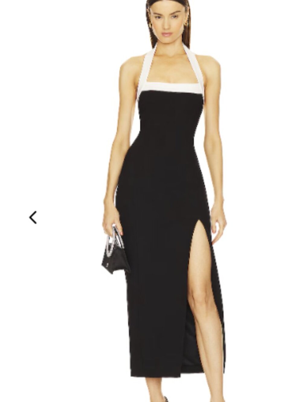 NWT NICHOLAS Jane Black & White Halter Snatched Midi Dress M $395